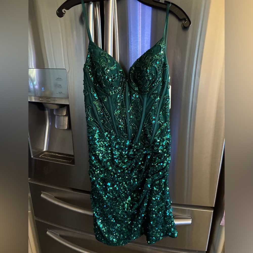 Emerald Green Sequin Mini Dress